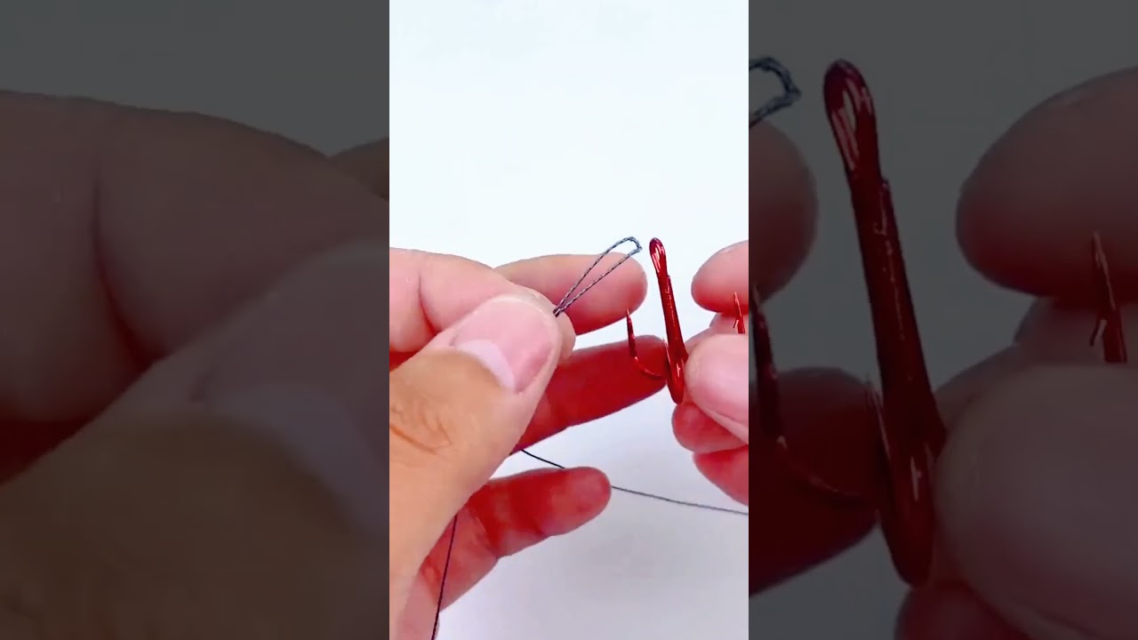 How to attach a weight and treble hook to a fishing line