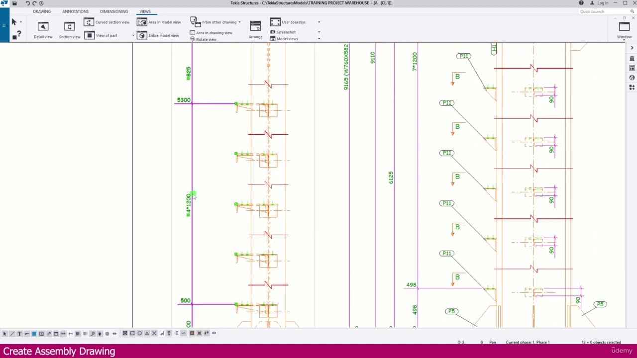 Modeling a Warehouse in Tekla Structure | Part-33 | Create Assembly Drawing