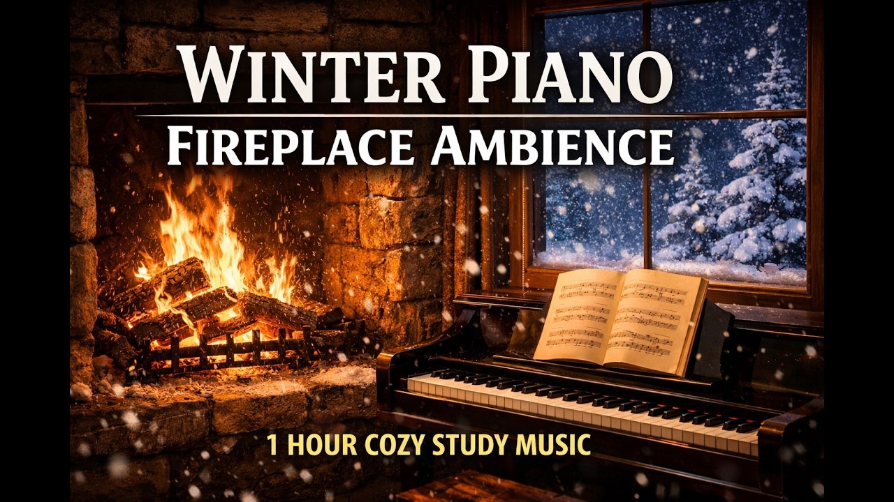 1小時平靜音樂｜讀書・工作・放鬆/ Cozy Fireplace Piano Music | Snowstorm Night Ambience for Deep Focus & Relaxation