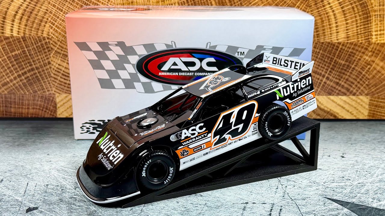 ОБЗОР: Модель автомобиля Jonathan Davenport 2025 ADC 1/24 Dirt Late Model из литого металла.