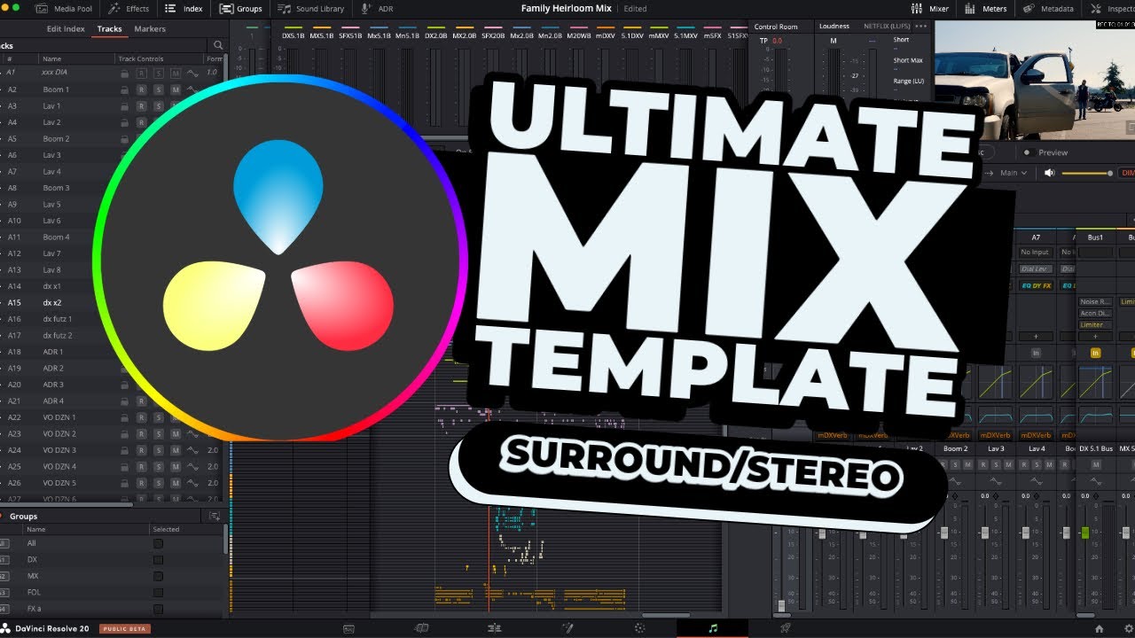 DaVinci Resolve — шаблон микширования объемного звука 5.1 и стерео