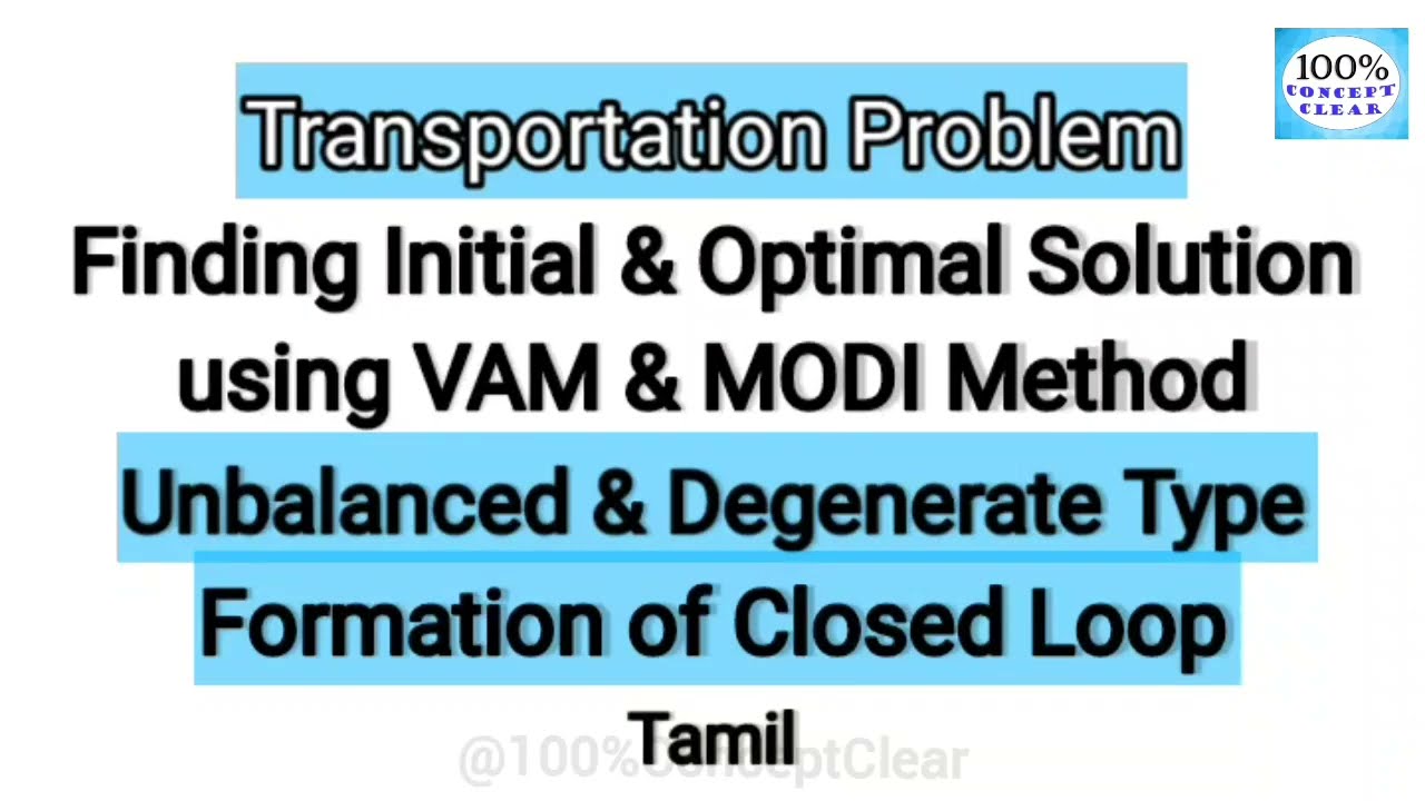 Transportation Problem | Unbalanced & Degenerate| VAM & MODI |Closed loop|Operational Research|Tamil