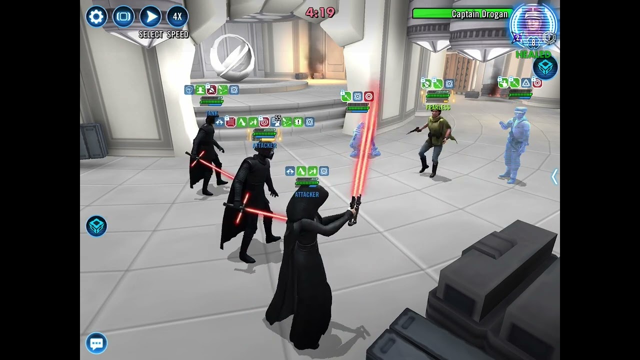 SWGOH - GAC - 3v3 - SLKR, Drey vs Leia (1 omicron)
