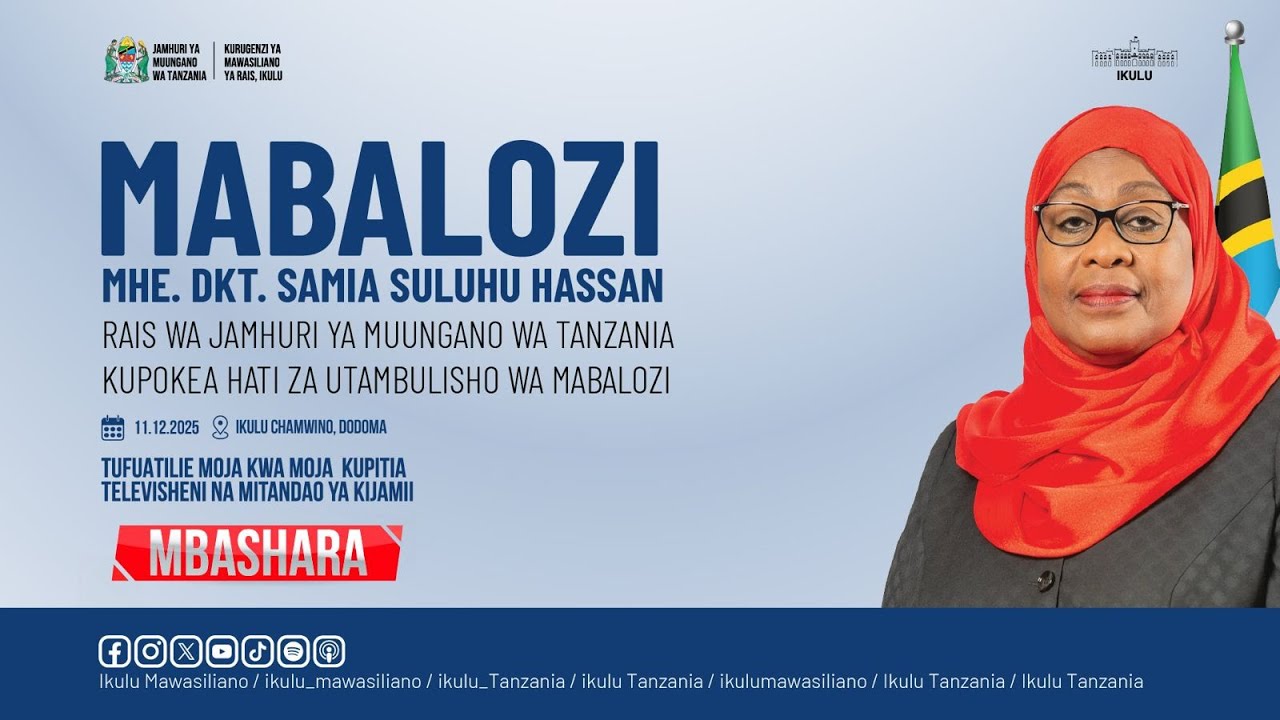 RAIS DKT. SAMIA AKIPOKEA HATI ZA UTAMBULISHO WA MABALOZI, IKULU CHAMWINO
