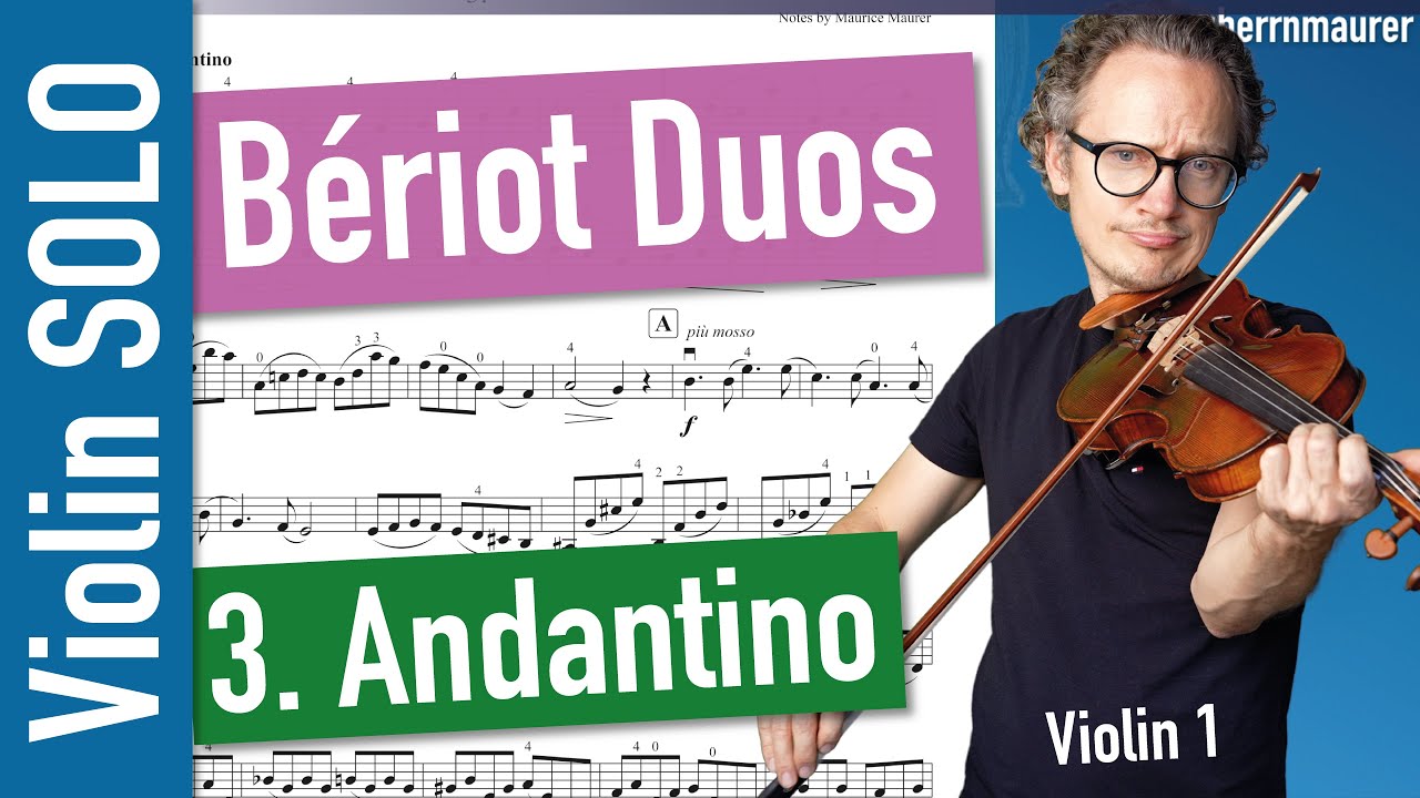 Beriot 12 Easy Duos Op. 87, No. 3, Violin 1 SOLO | Violin Sheet Music | Playalong