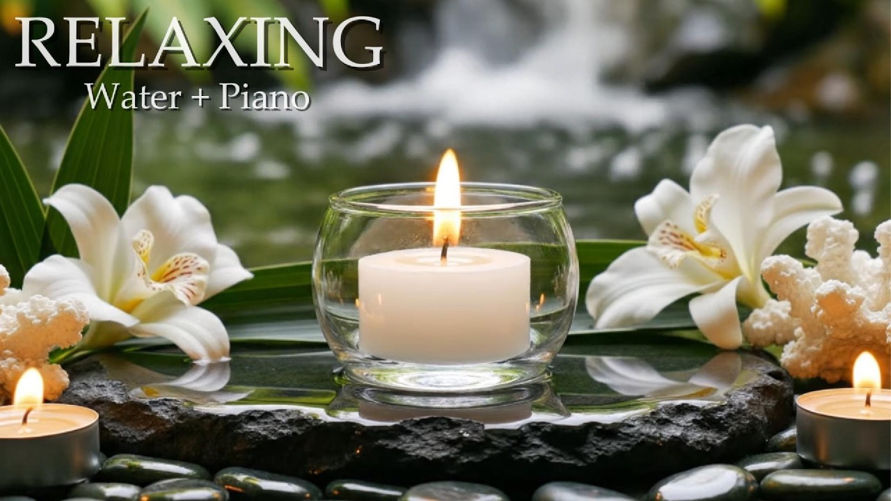 Relaxing Music Relieves Stress, Anxiety and Depression - Bamboo Water Fountain + Healing Piano Music
