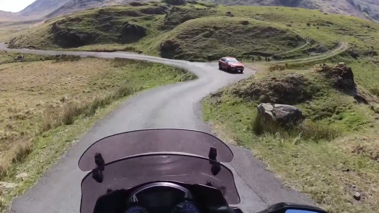 Britains toughest road, the famous Hardknott Pass ridden on a Kawasaki GTR1400