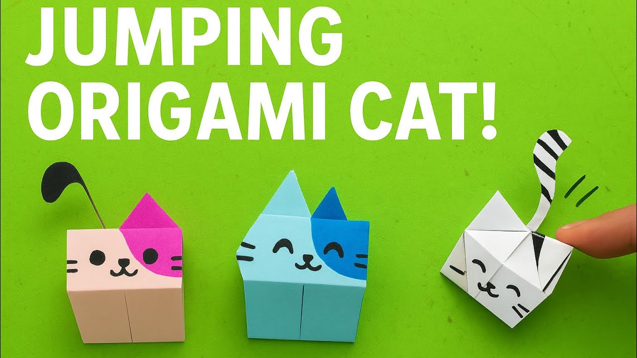 Origami Jumping Cat Tutorial 🐱 | Paper Cat That Really Jumps!