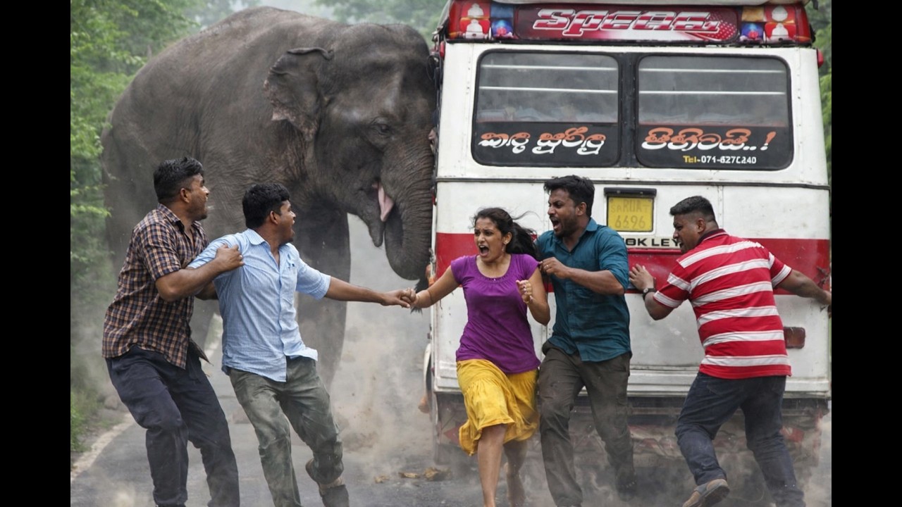 Wild Elephant vs Bus &ndash; Shocking Road Chaos! 🚍🐘