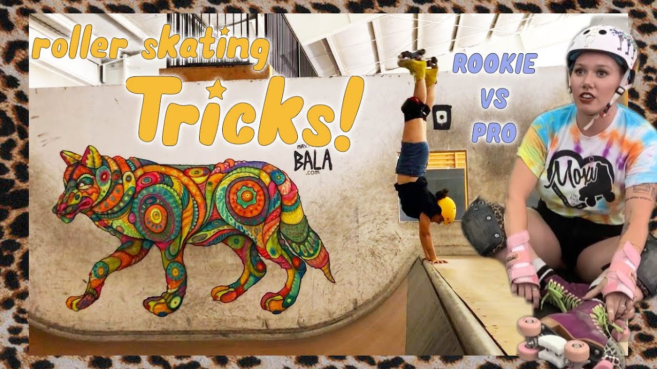 ROLLER SKATE SKATE PARK TRICKS CHALLENGE!