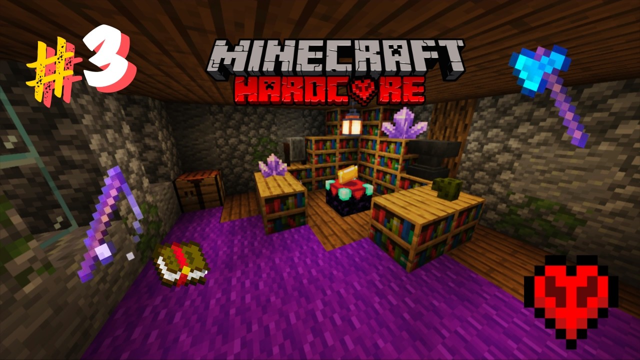 Minecraft Hardcore ep3: Enchanting, fishing, and almost dying (AGAIN)