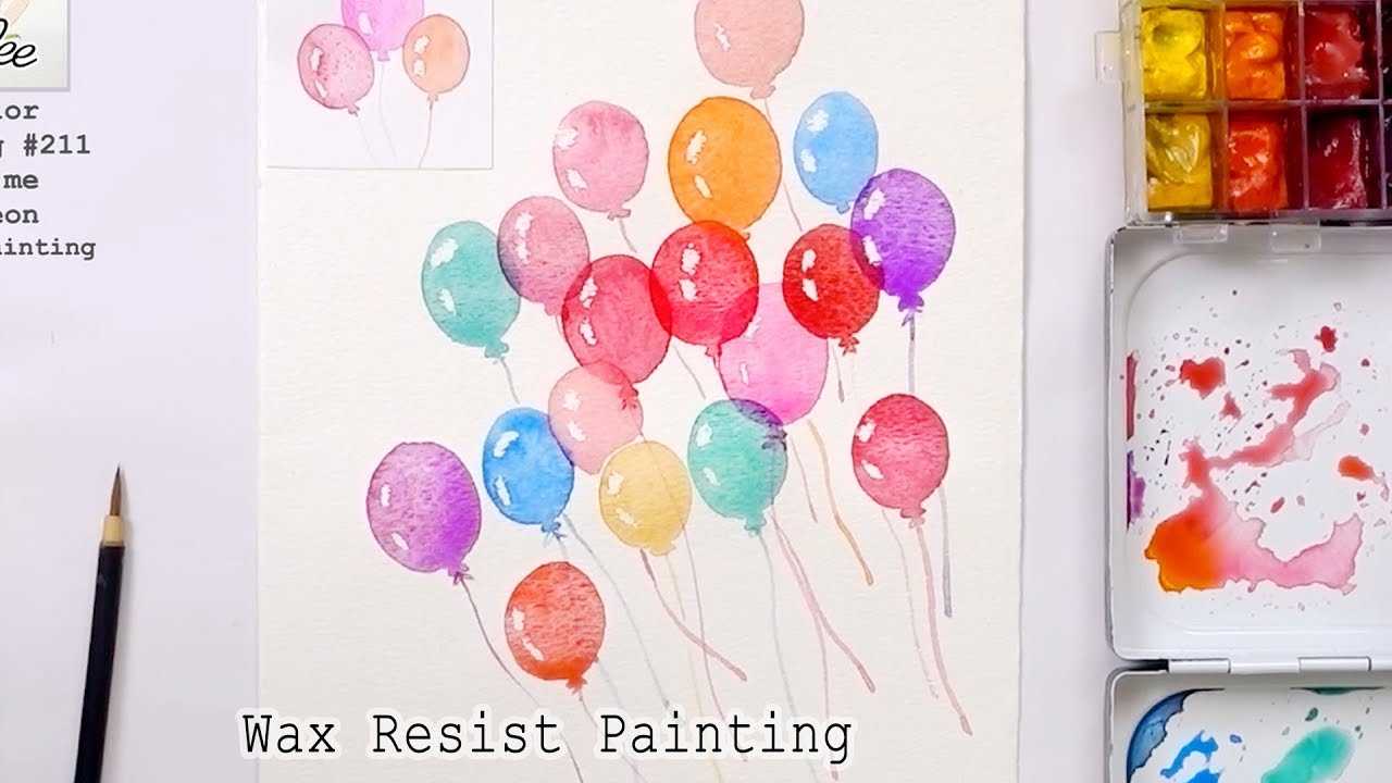How to Paint Balloons with Watercolor | Wax Resist Painting Technique