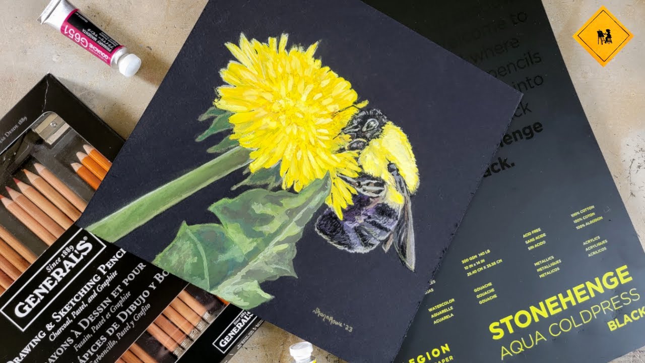 Using Gouache on Black Watercolor Paper! 😍🐝