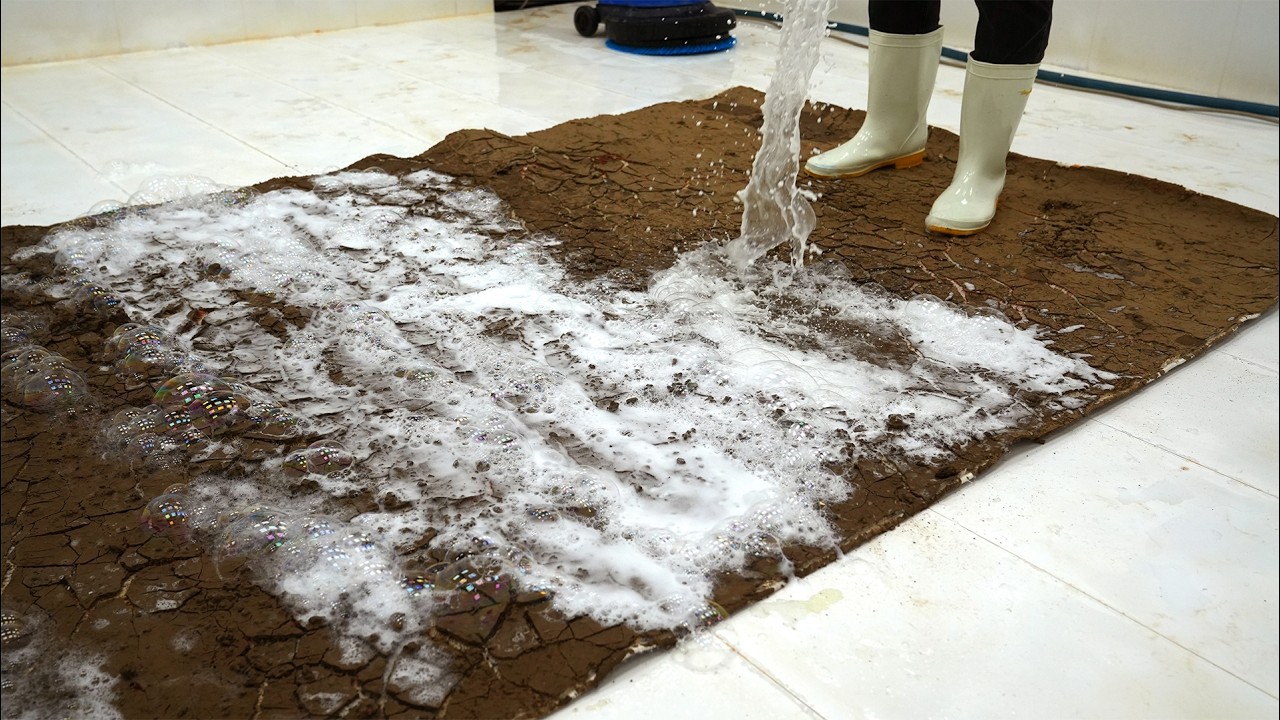 This Carpet Was Completely Buried in Mud… You Won’t Believe What’s Underneath  - Carpet Cleaning