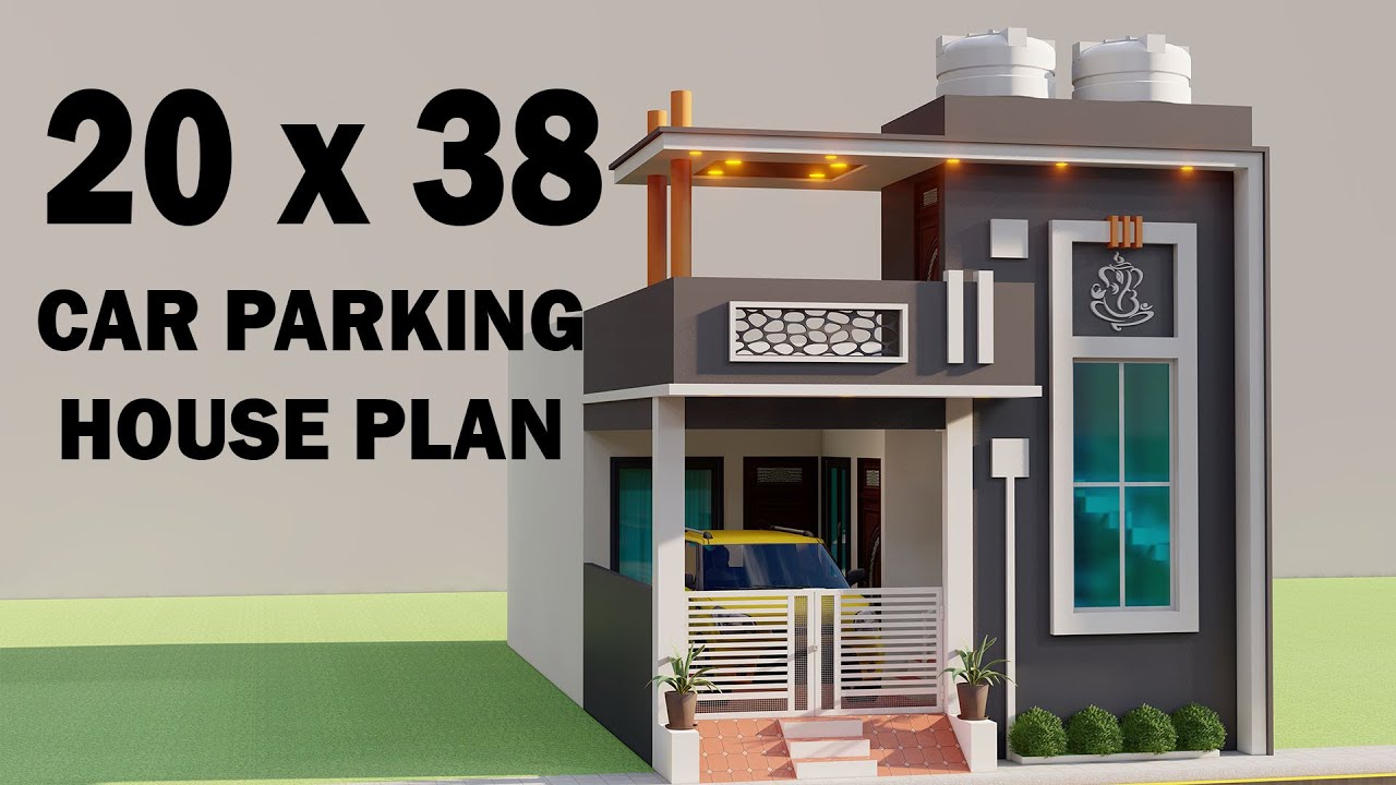 20x38 2 Bedroom Car Parking House Plan,Best 3D House Design
