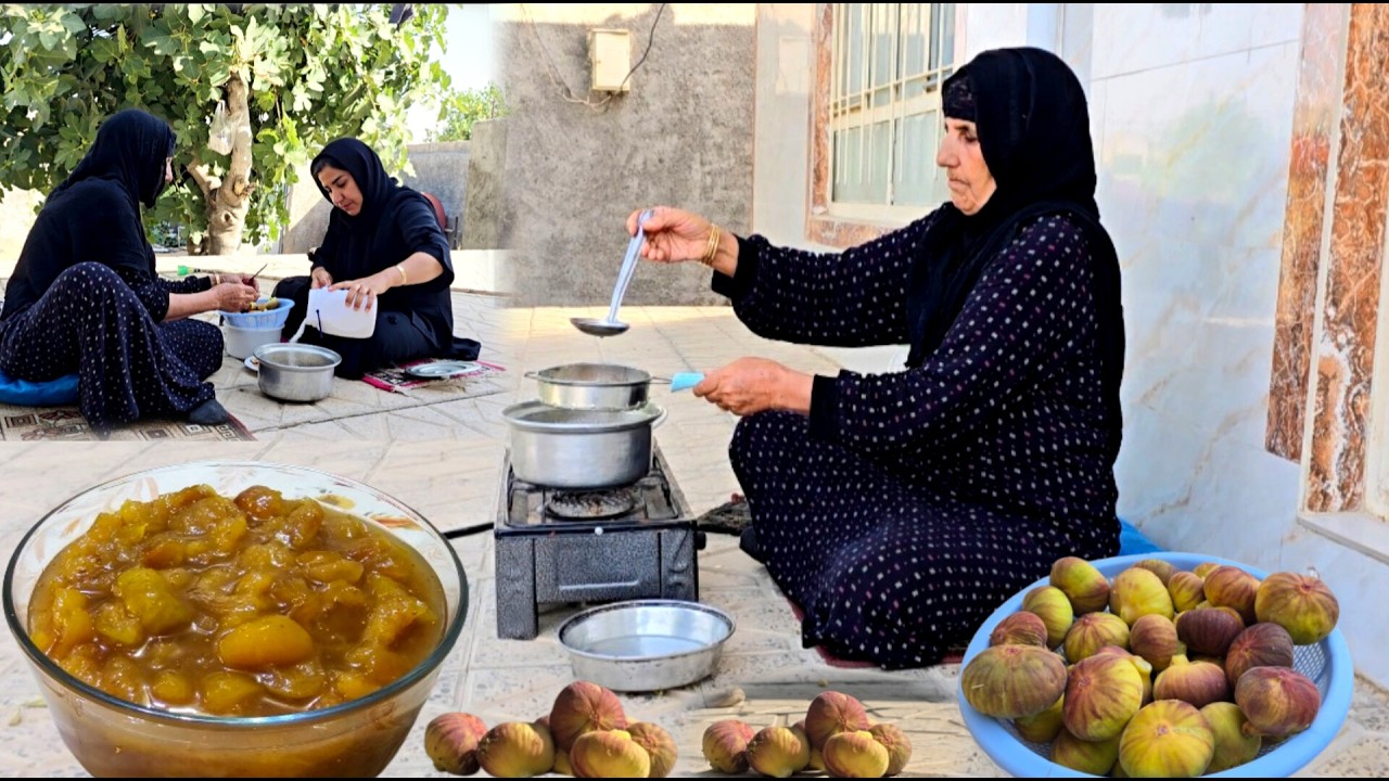 Village life in Iran: Cooking homemade fig jam | village cooking | ILAM