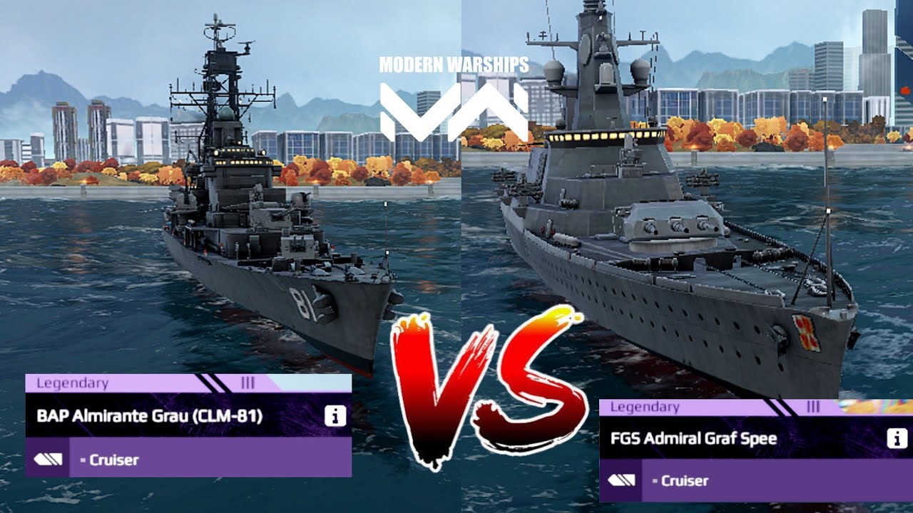 BAP Almirante Grau VS FGS Admiral Graf Spee Battle 🔥In Modern Warships 