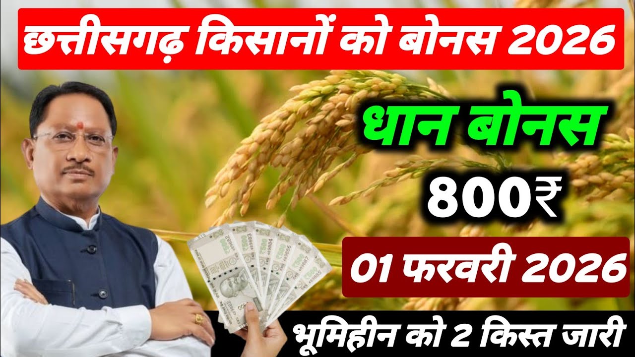 CM सायं 10 बड़ी घोषणा | छत्तीसगढ़ किसानों को ₹800 धान बोनस/भूमिहीन किसानों को 2 किस्त इस दिन आयेंगे 