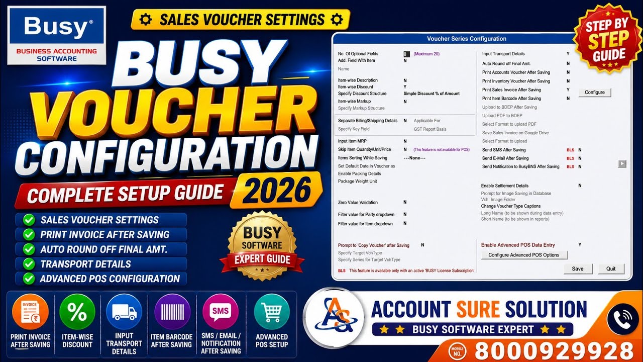 BUSY Software Voucher Series Configuration || Step by Step