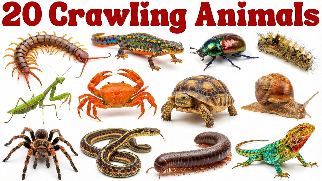 Crawling Animals Names in Hindi & English for Kids | रेंगने वाले जानवर