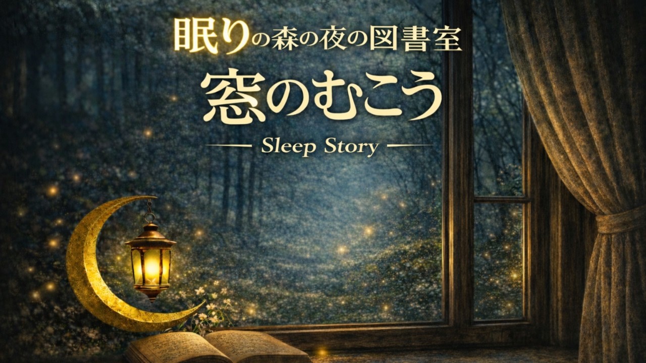 【睡眠用朗読】窓のむこう｜眠りの森の夜の図書室（90分）｜眠くなったら落ちていい物語