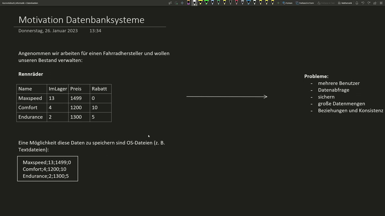 Motivation für das Verwenden von Datenbanken bzw. Datenbanksystemen