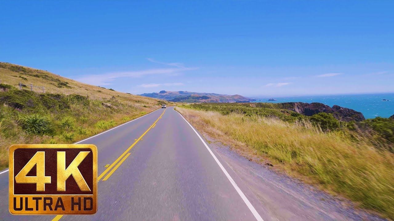 4K Scenic Drive - 4 HRS Relaxation Video with Music - King Ridge Road, California