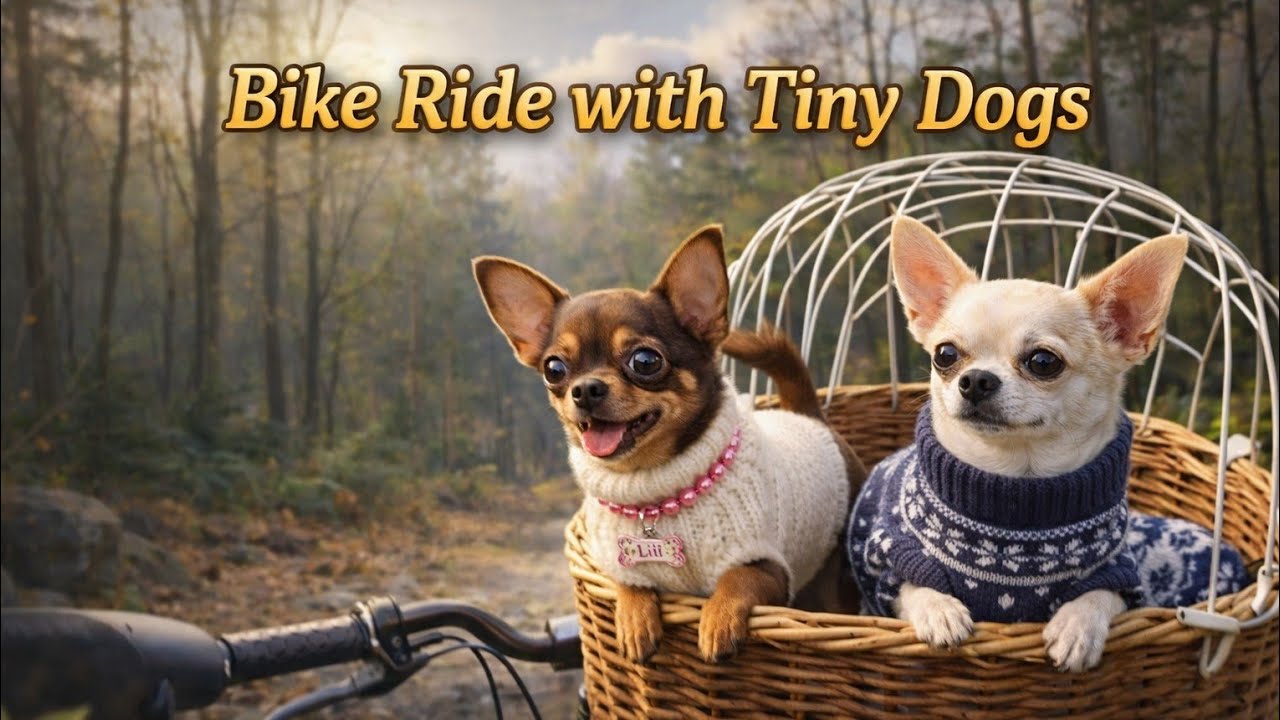 Tiny Dogs in a Bike Basket 🧺🐾 | Forest Walk & Training