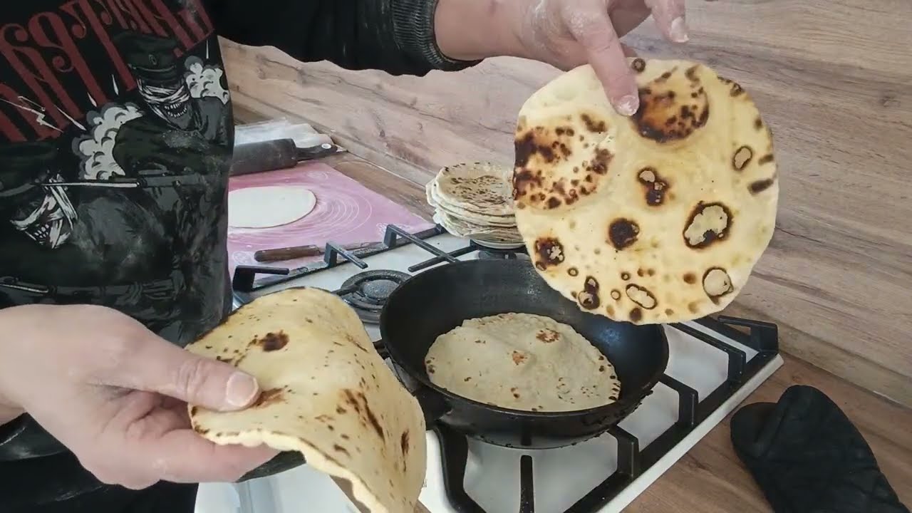 Домашний лаваш и лепёшки на сковороде. #домашнилавш