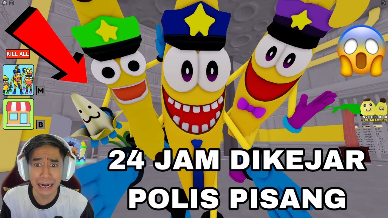 24 JAM DIKEJAR POLIS PISANG 😱🍌 BANANA POLICE FAMILY PRISON RUN OBBY 🤣