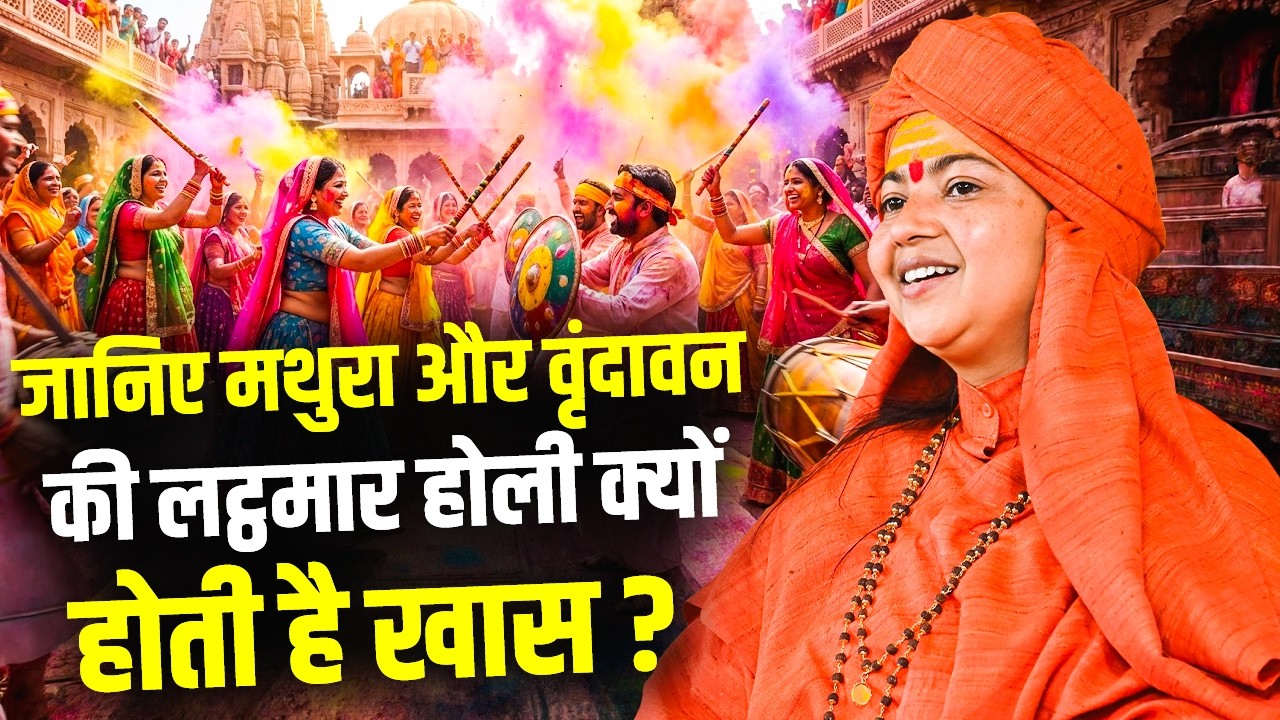 जानिए मथुरा और वृंदावन की लट्ठमार होली क्यों होती है खास ? माँ ध्यान मूर्ति जी महाराज