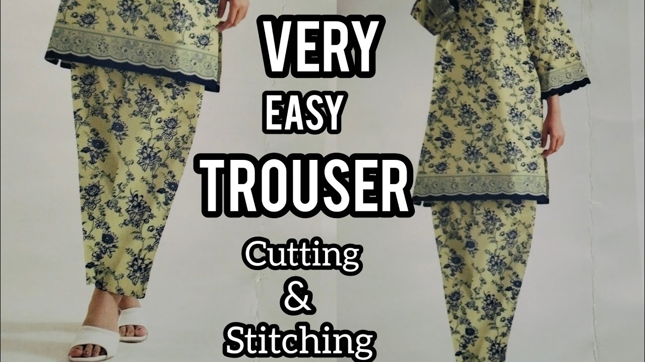 Pant style trouser cutting in very easy way | Trouser cutting  & stitching | #easystitching #lishaay