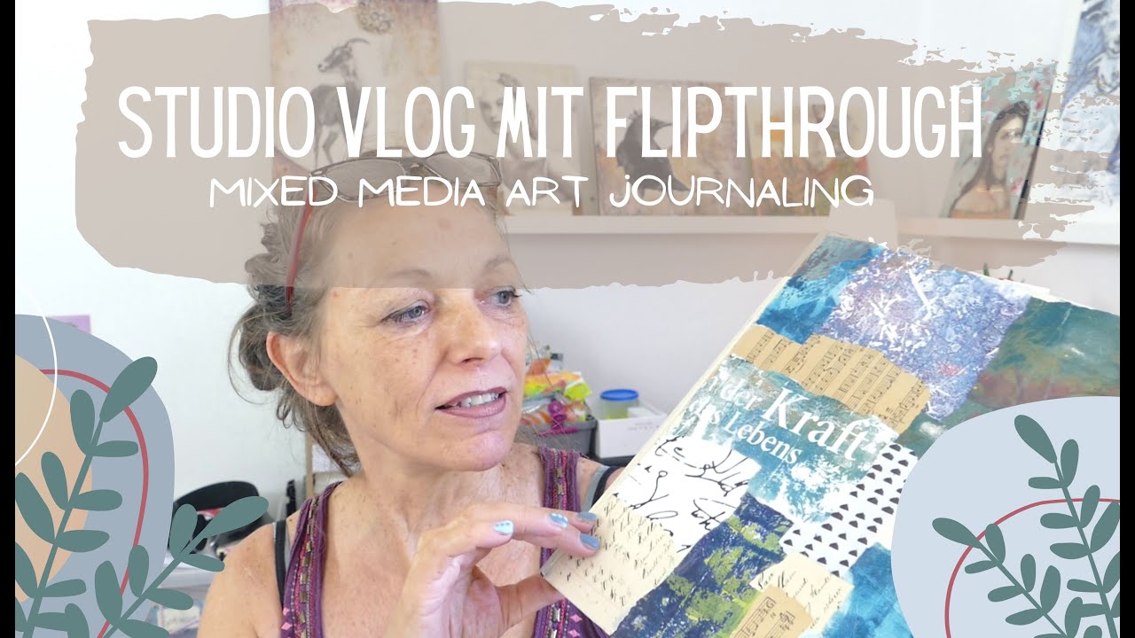 Collagesammlung Studio Vlog 5 Flipthrough Art Journaling Enkaustic Kunst Neocolors Rabe Krafttier