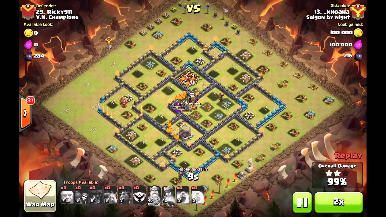 [Saigon By Night vs V.N Champions] Full 20 Match 3* TH10 Saigon By Night High Level Attacks