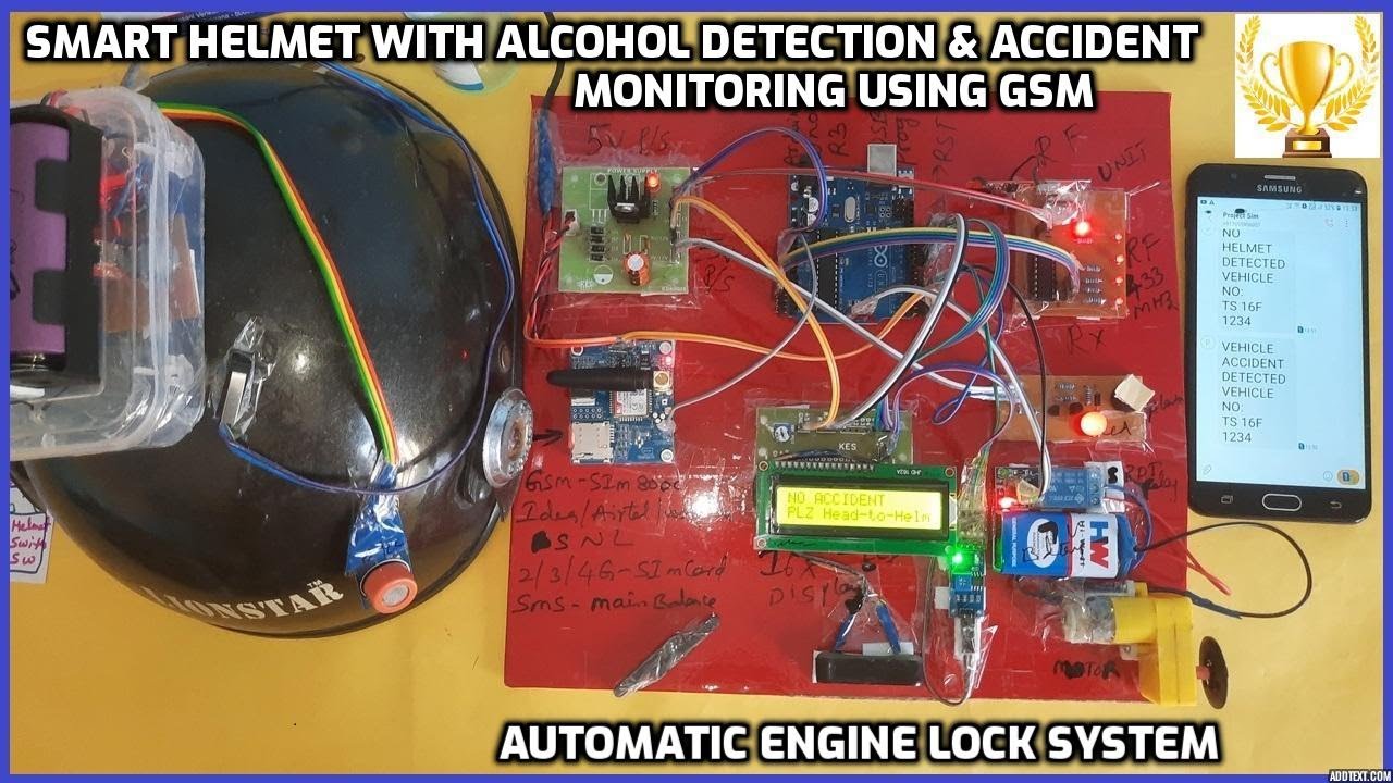 «Умный» шлем 🧢 с функцией обнаружения алкоголя 🍺 и 🚨мониторингом аварий 🚑 с помощью GSM 📡 | Автом...