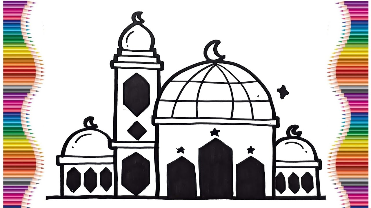 Cara Menggambar Masjid di Bulan Ramadhan 🌙🕌 | Tutorial Menggambar Islami Mudah