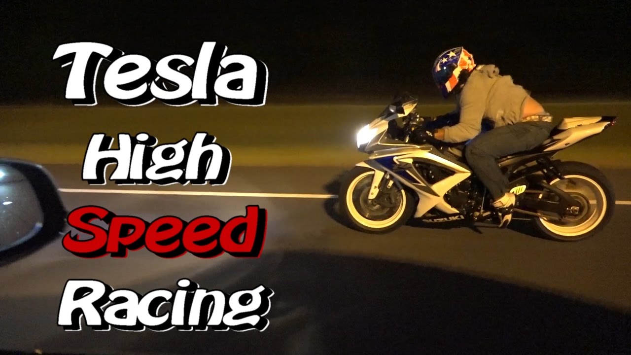 Tesla P90D Ludicrous High Speed Drag Racing Street Bikes - Nitrous Corvette