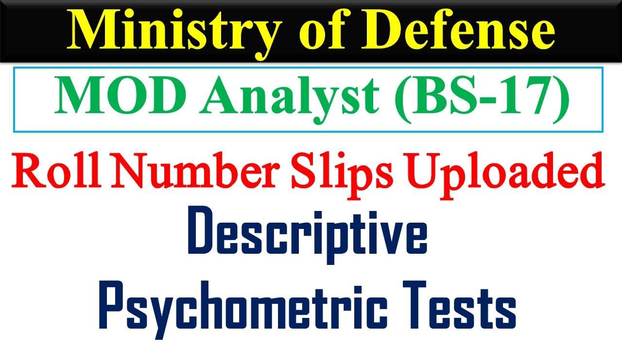 MOD Uploaded Roll Number Slips for Analyst Descriptive and Psychometric Tests | MOD Analyst Jobs |