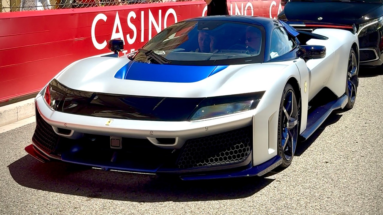 Blue carbon Ferrari F80 arrives at Monaco Grand Prix!