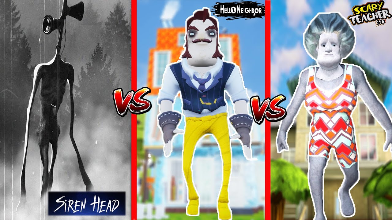 SÜPER KAPIŞMA - EN ÇİRKİN HANGİSİ ?  😲Kurt Adam Hello Neighbor vs Siren Head vs Scary Teacher