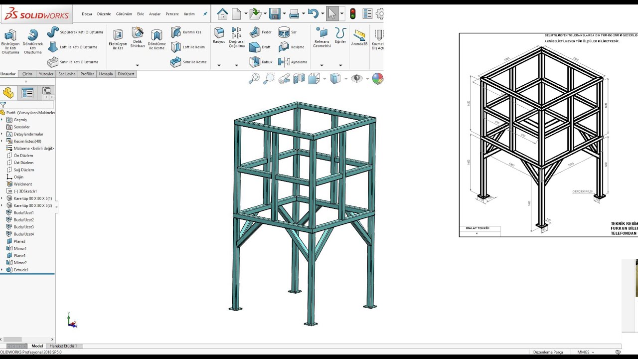 SOLİDWORKS  PROFİL KOMUTU İLE  KAFES TASARIMI