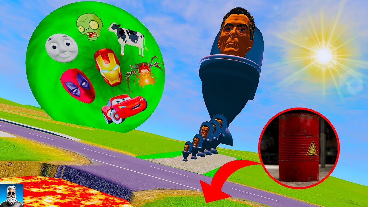 Big & Small 🚽 Skibidi Toilets VS Lava, Wall & Explosive Barrels
