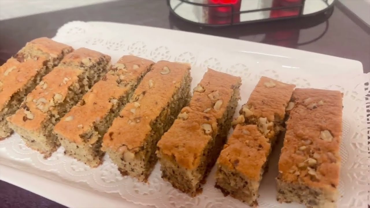 Soft and delicious walnut cake کیک چهارمغزی (گردویی) اسفنجی و خوشمزه