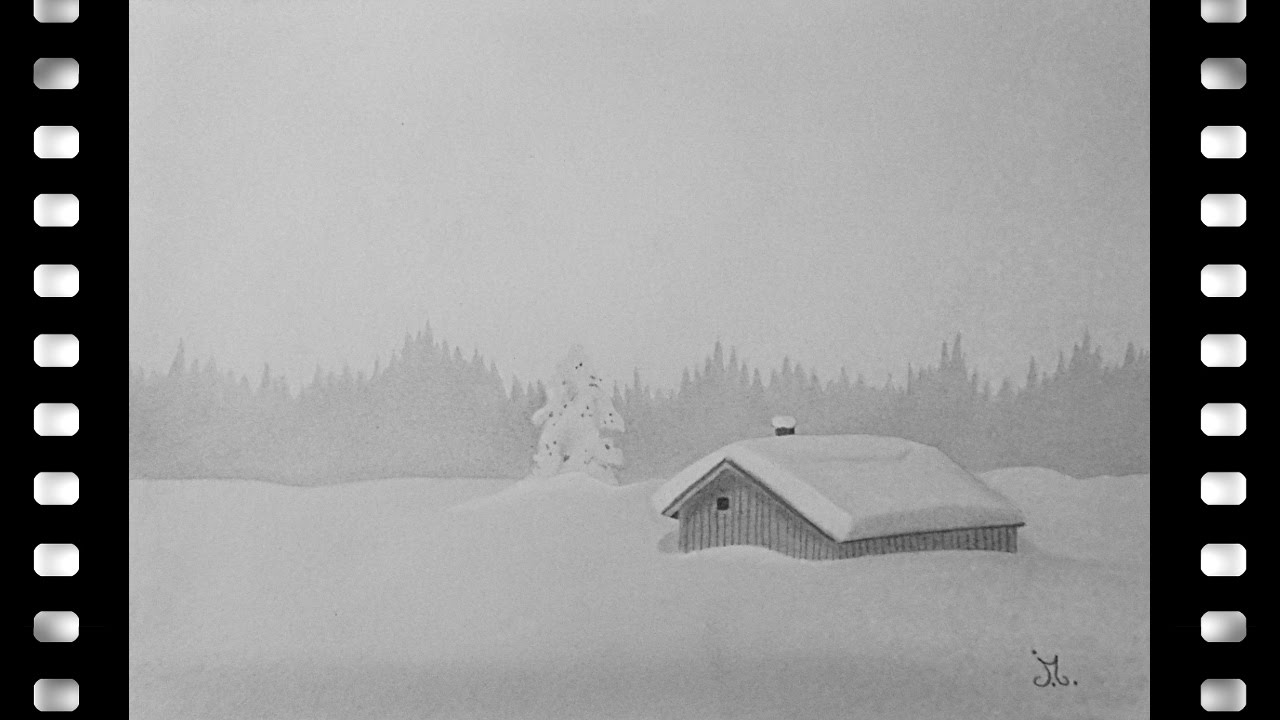 CRAYON À PAPIER: COMMENT DESSINER UNE CABANE SOUS LA NEIGE.