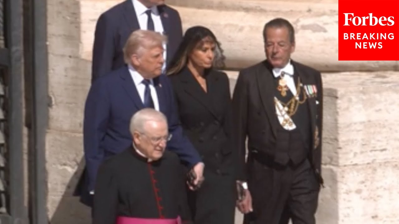 President Trump And First Lady Melania Trump Enter St. Peter’s Square Ahead Of Pope Francis’ Funeral