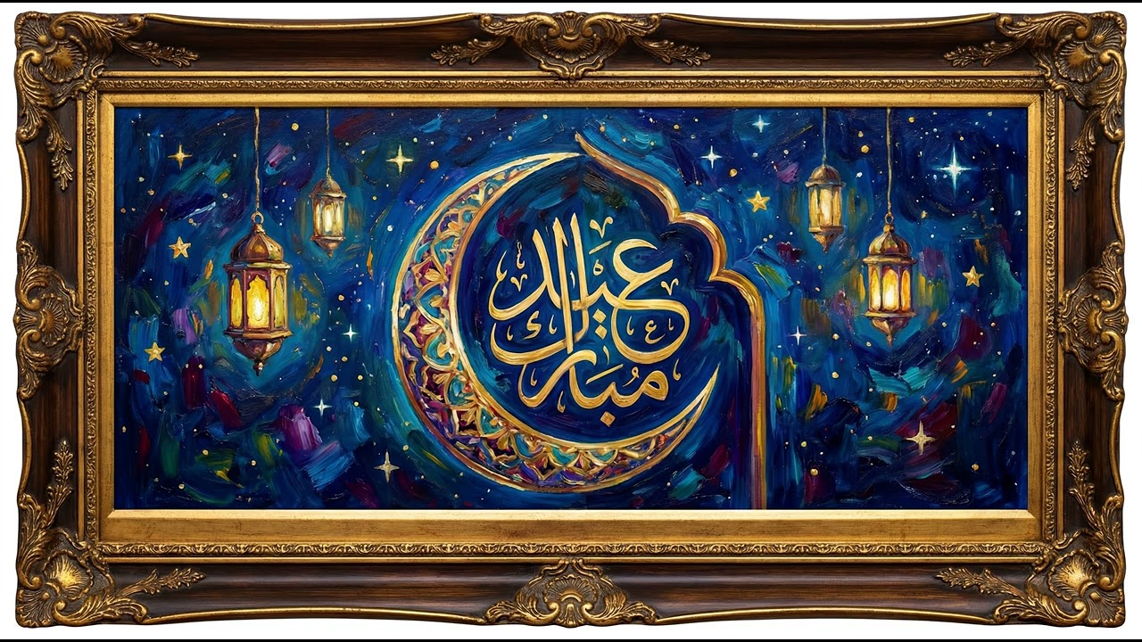 Eid Mubarak Islamic Art 12h | Frame TV Art 4K | Elegant Calligraphy Painting