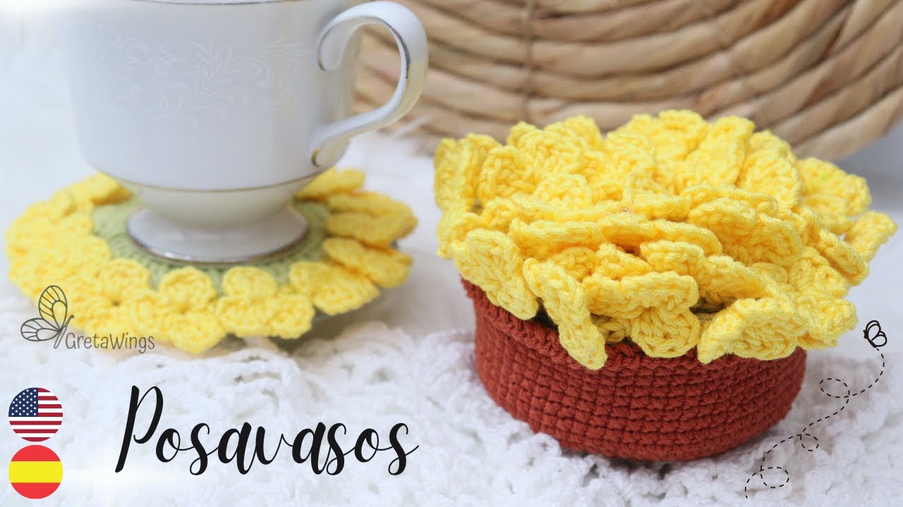 Отличная идея подарить маме Подставки и корзинку с цветами крючком 🇺🇸🇪🇸/ GretaWings