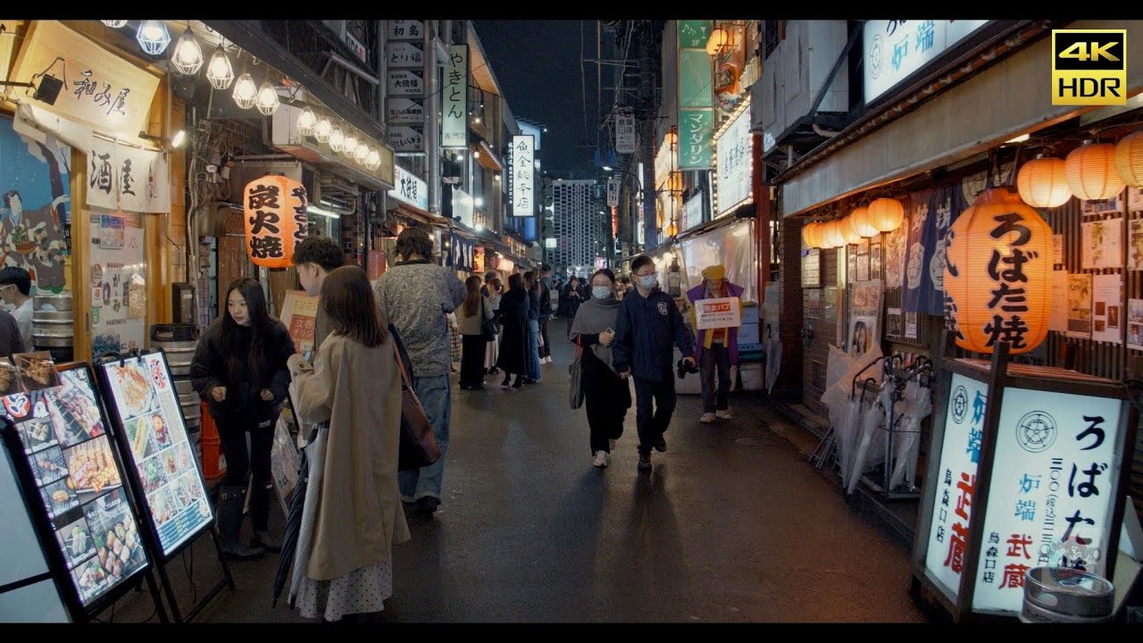 Shimbashi Tokyo Night Walk &ndash; Saturday Evening in the Izakaya District | 4K HDR
