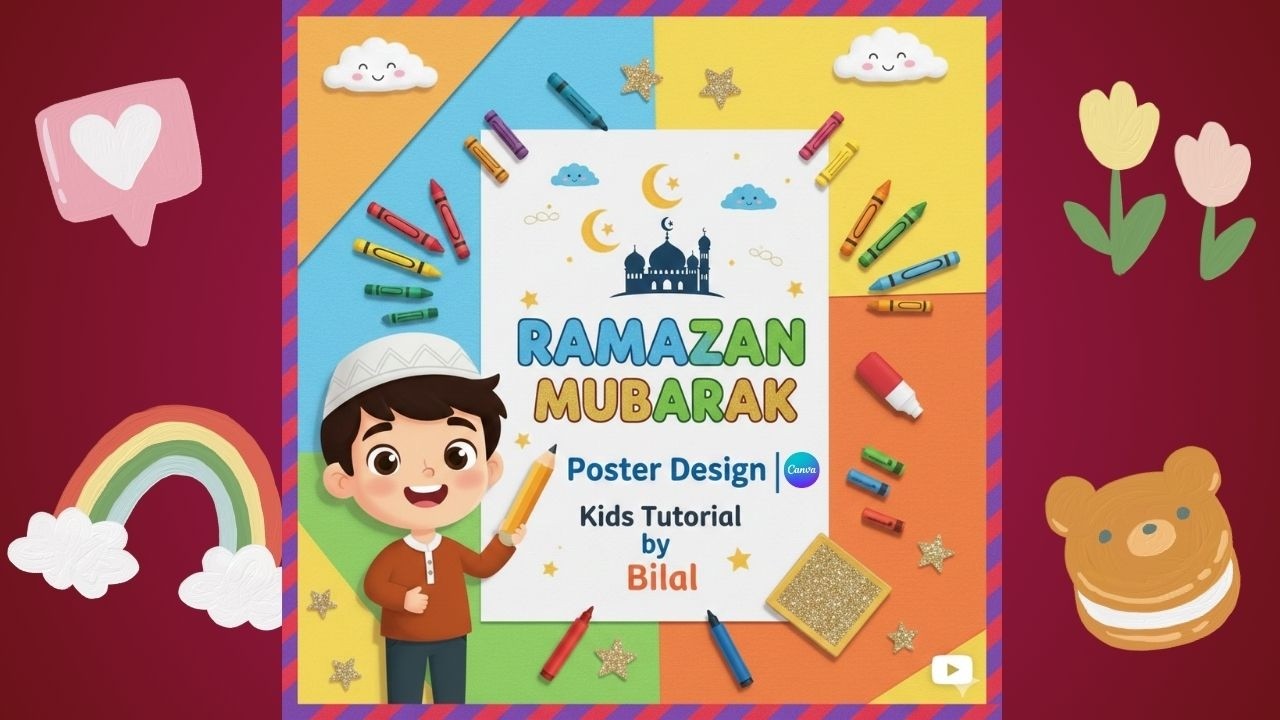 Ramadan Poster in Canva | Kids Tutorial by Bilal #ramadan #canva #diy