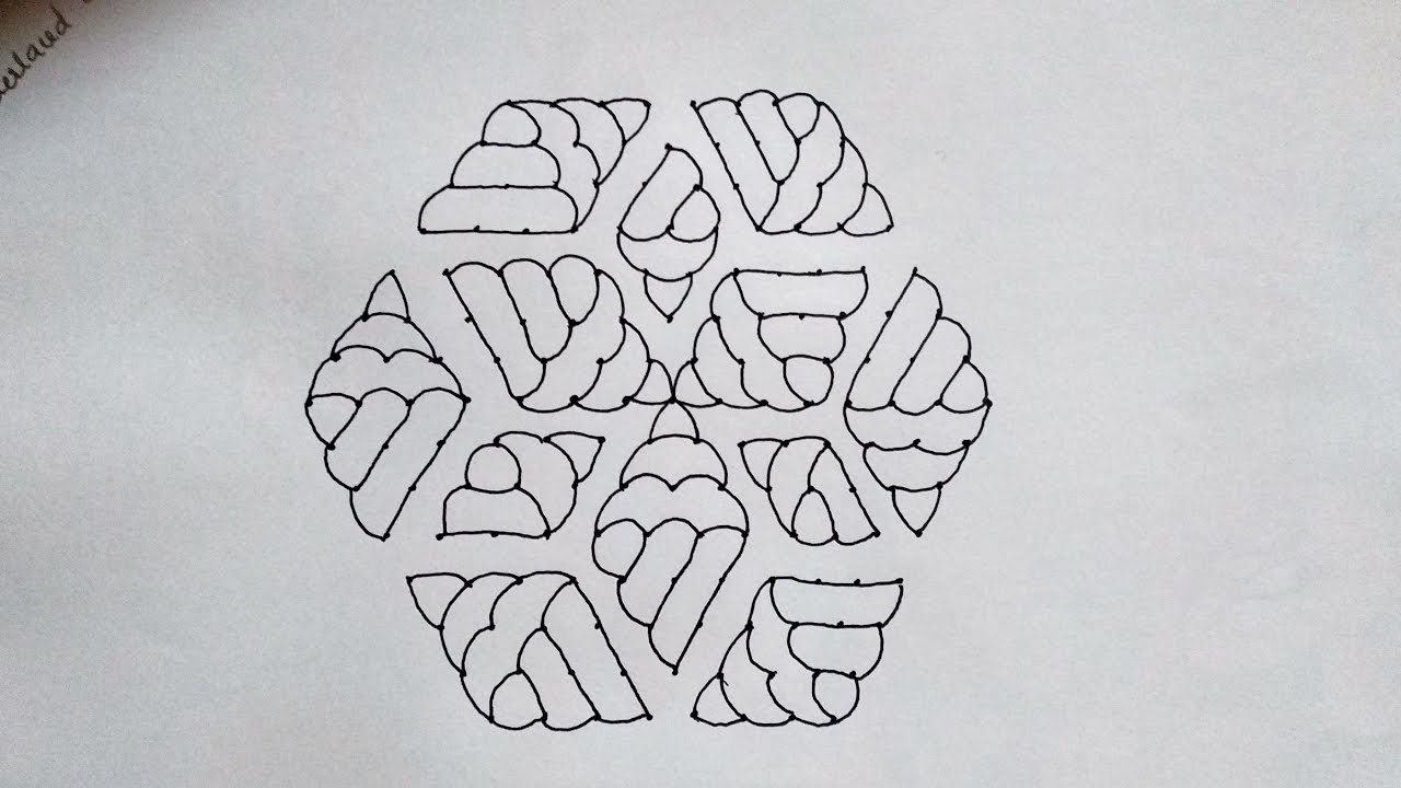 Learn to draw Shanka /Shanku (conch) Rangoli, Muggulu, Kolam.  (15-8 dots)